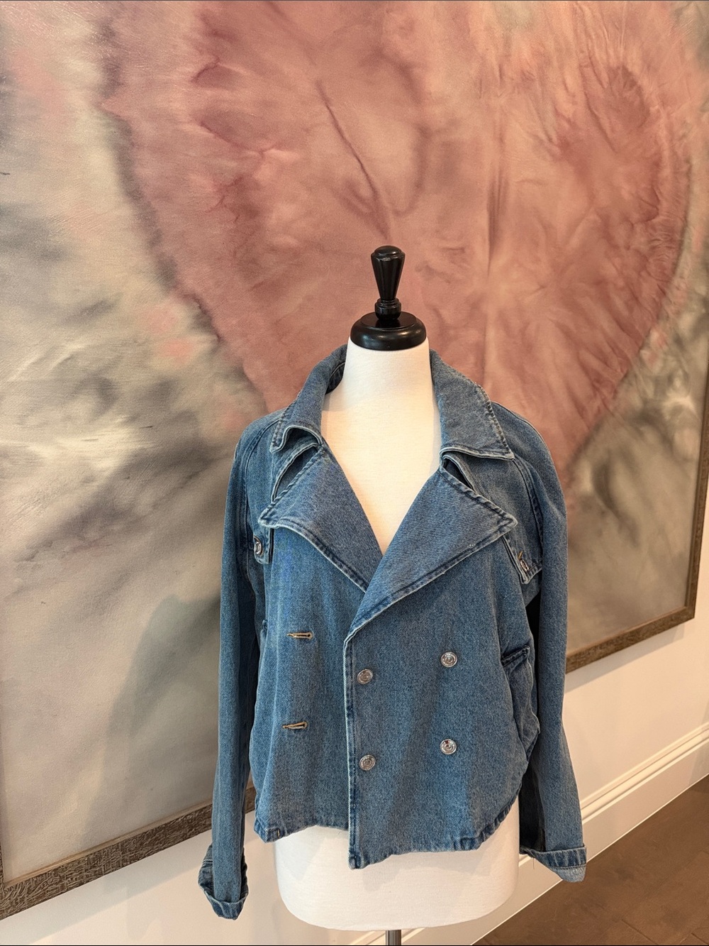Steve Madden Washed Blue Double-Breasted Denim Jacket